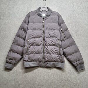 Tesla Men Puffer‎ Jacket Medium Gray Full Zip Logo